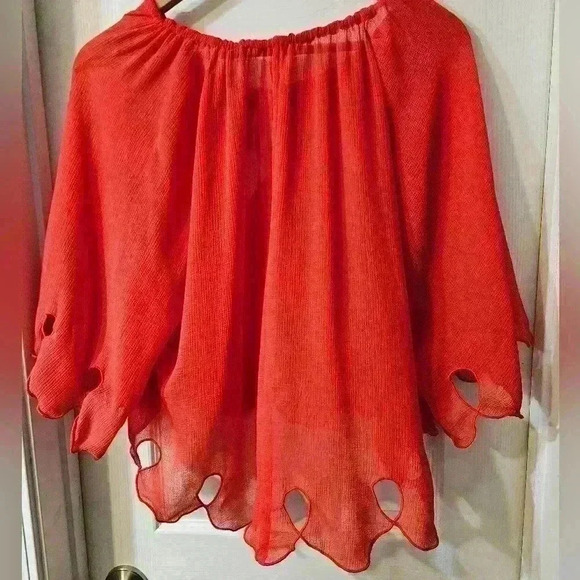 See by Chloe Women's Brown Feminine Scalloped Georgette Top - Picture 6 of 7